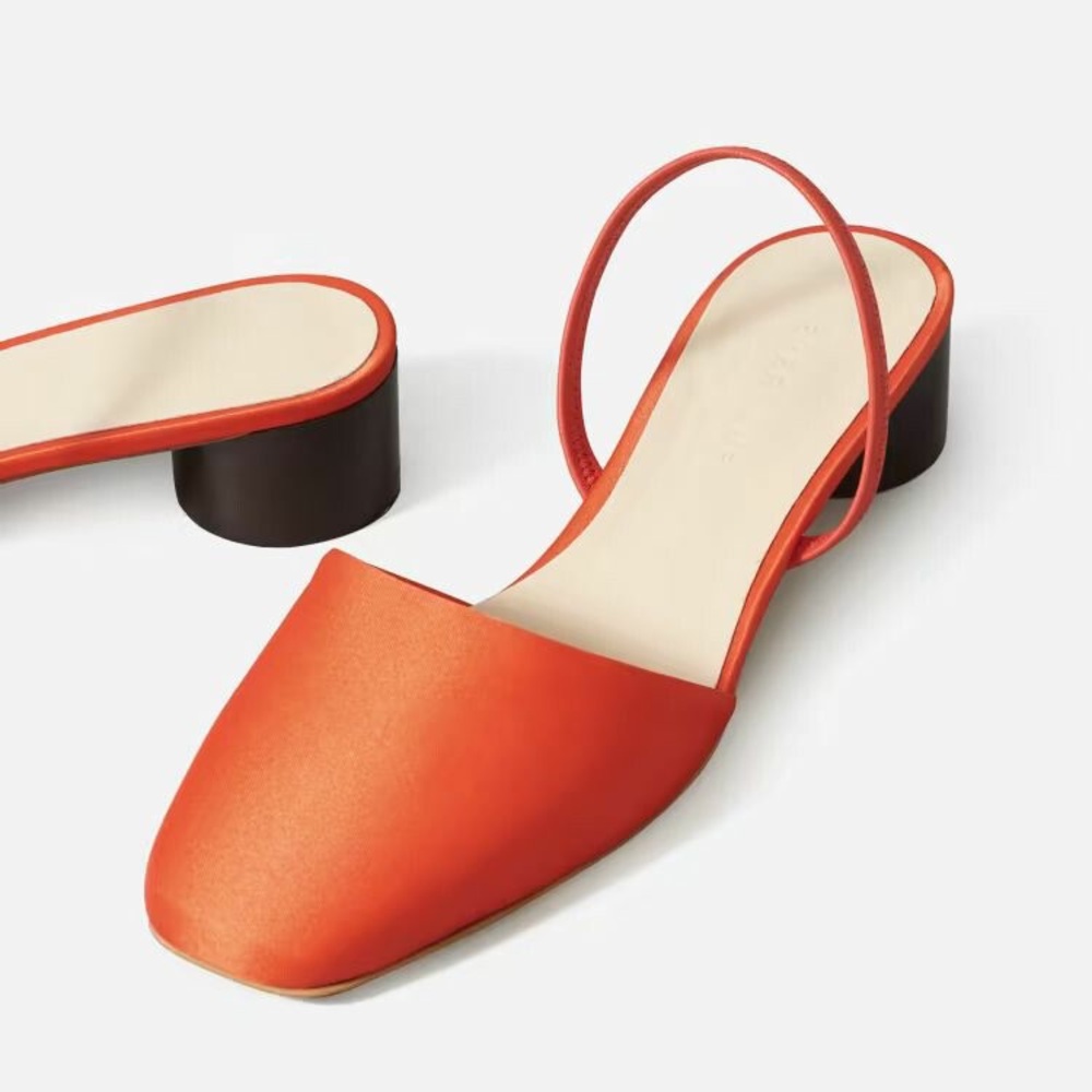 NWOB! Everlane Tapered Square Toe Satin Italian Slingback 6.5